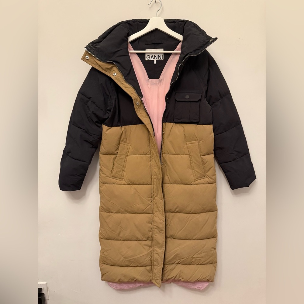 Ganni | Black and Tan Puffer Jacket